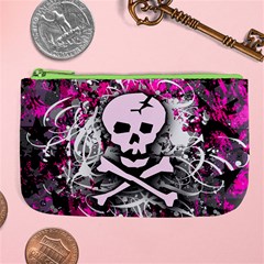 Pink Skull Splatter Large Coin Purse from ArtsNow.com Front