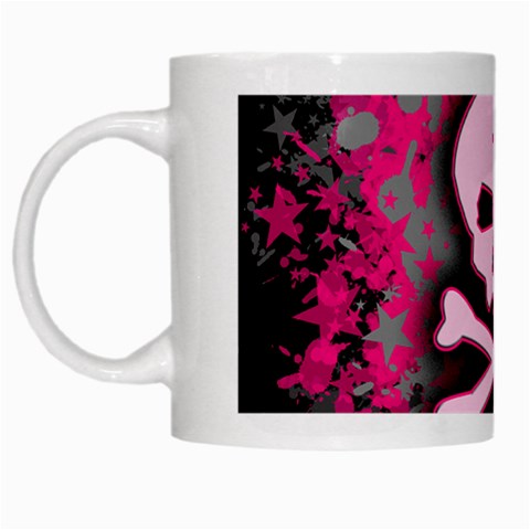 Pink Skull Star Splatter White Mug from ArtsNow.com Left