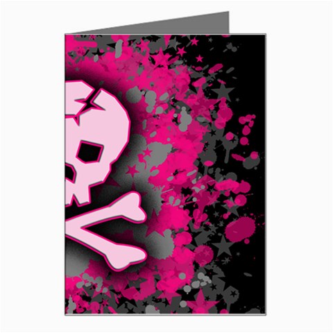 Pink Skull Star Splatter Greeting Card from ArtsNow.com Left