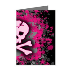 Pink Skull Star Splatter Mini Greeting Card from ArtsNow.com Left