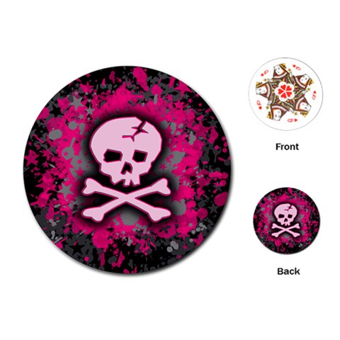 Pink Skull Star Splatter Playing Cards Single Design (Round) from ArtsNow.com Front