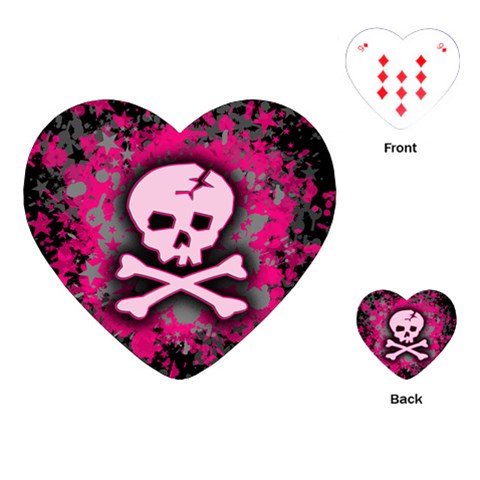 Pink Skull Star Splatter Playing Cards Single Design (Heart) from ArtsNow.com Front