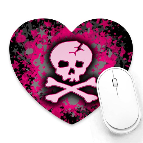 Pink Skull Star Splatter Heart Mousepad from ArtsNow.com Front