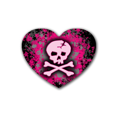 Pink Skull Star Splatter Rubber Heart Coaster (4 pack) from ArtsNow.com Front