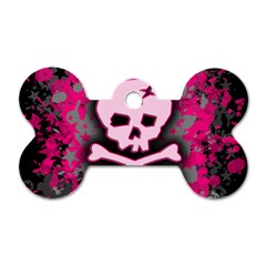 Pink Skull Star Splatter Dog Tag Bone (Two Sides) from ArtsNow.com Front