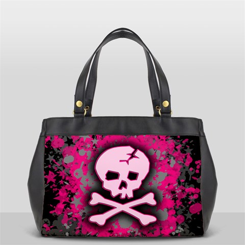 Pink Skull Star Splatter Oversize Office Handbag (2 Sides) from ArtsNow.com Front