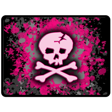 Pink Skull Star Splatter Fleece Blanket (Large) from ArtsNow.com 80 x60  Blanket Front