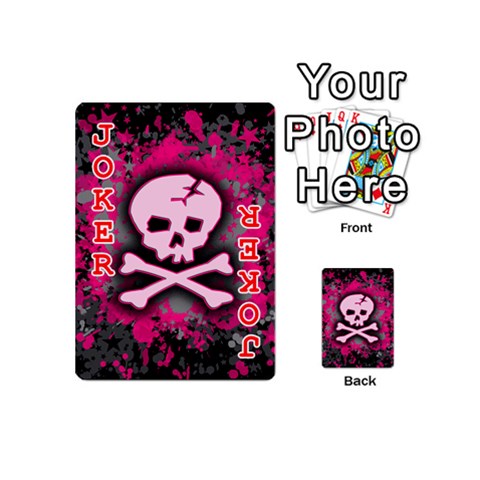 Pink Skull Star Splatter Playing Cards 54 Designs (Mini) from ArtsNow.com Front - Joker2