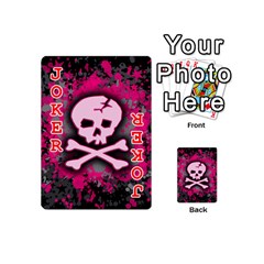 Pink Skull Star Splatter Playing Cards 54 Designs (Mini) from ArtsNow.com Front - Joker2