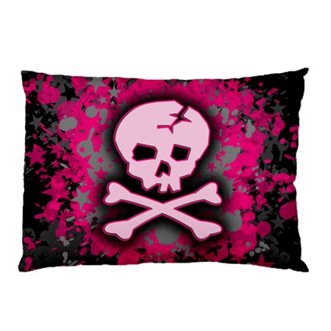 Pink Skull Star Splatter Pillow Case (Two Sides) from ArtsNow.com Front