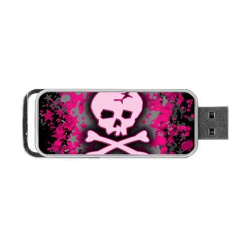 Pink Skull Star Splatter Portable USB Flash (One Side) from ArtsNow.com Front