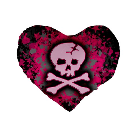 Pink Skull Star Splatter Standard 16  Premium Heart Shape Cushion  from ArtsNow.com Front