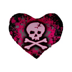 Pink Skull Star Splatter Standard 16  Premium Heart Shape Cushion  from ArtsNow.com Front