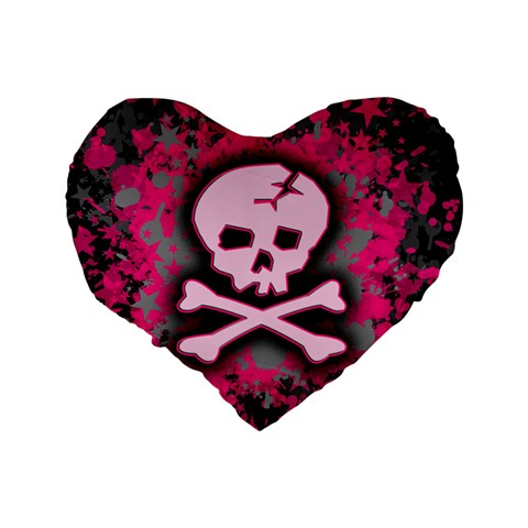 Pink Skull Star Splatter Standard 16  Premium Heart Shape Cushion  from ArtsNow.com Back