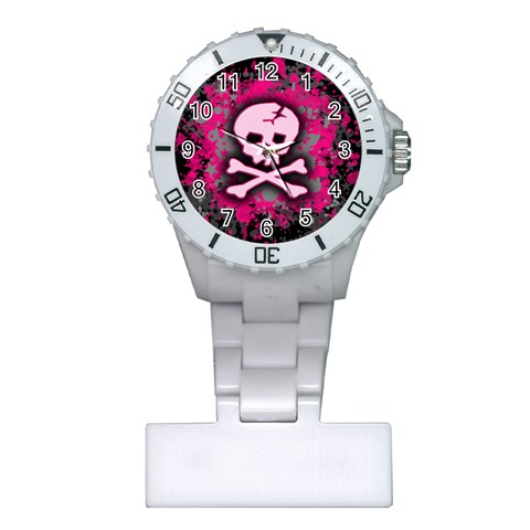 Pink Skull Star Splatter Plastic Nurses Watch from ArtsNow.com Front