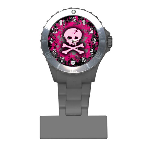 Pink Skull Star Splatter Plastic Nurses Watch from ArtsNow.com Front