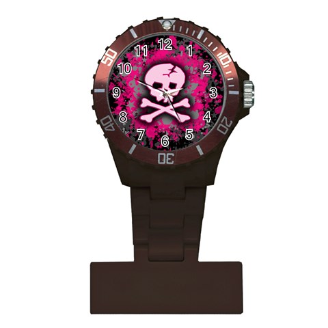 Pink Skull Star Splatter Plastic Nurses Watch from ArtsNow.com Front