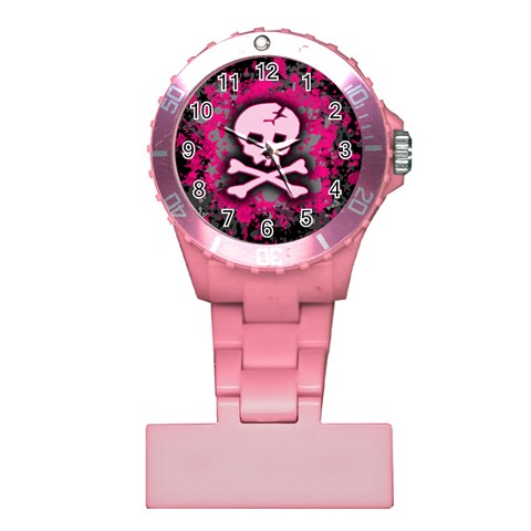 Pink Skull Star Splatter Plastic Nurses Watch from ArtsNow.com Front