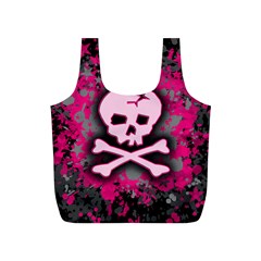 Pink Skull Star Splatter Full Print Recycle Bag (S) from ArtsNow.com Front