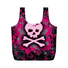 Pink Skull Star Splatter Full Print Recycle Bag (M) from ArtsNow.com Front