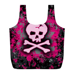 Pink Skull Star Splatter Full Print Recycle Bag (L) from ArtsNow.com Front