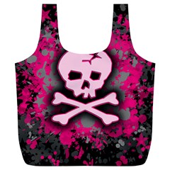 Pink Skull Star Splatter Full Print Recycle Bag (XL) from ArtsNow.com Front