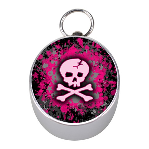 Pink Skull Star Splatter Silver Compass (Mini) from ArtsNow.com Front