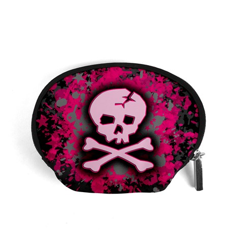 Pink Skull Star Splatter Accessory Pouch (Small) from ArtsNow.com Front