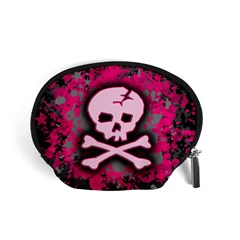 Pink Skull Star Splatter Accessory Pouch (Small) from ArtsNow.com Front