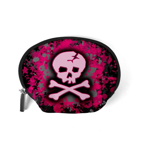 Pink Skull Star Splatter Accessory Pouch (Small) from ArtsNow.com Back