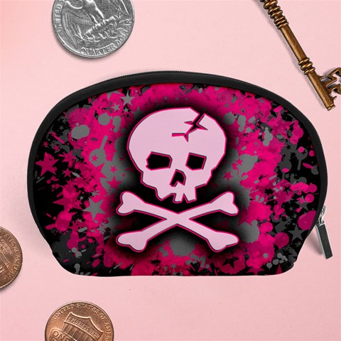 Pink Skull Star Splatter Accessory Pouch (Large) from ArtsNow.com Front