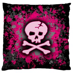 Pink Skull Star Splatter Large Flano Cushion Case (Two Sides) from ArtsNow.com Front