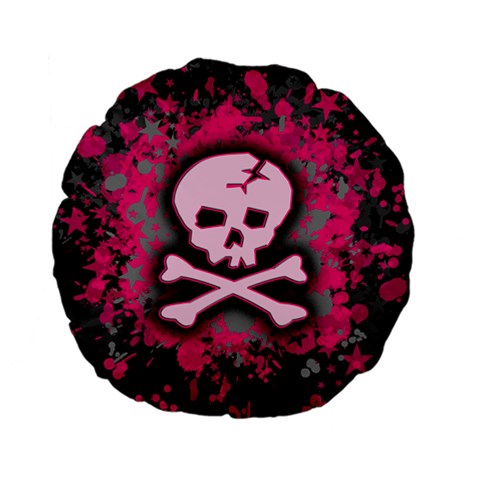 Pink Skull Star Splatter Standard 15  Premium Flano Round Cushion  from ArtsNow.com Front