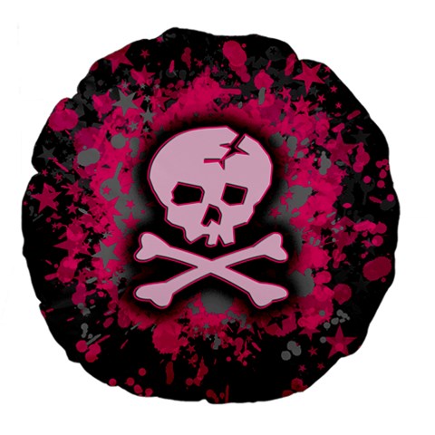 Pink Skull Star Splatter Large 18  Premium Flano Round Cushion  from ArtsNow.com Front