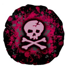 Pink Skull Star Splatter Large 18  Premium Flano Round Cushion  from ArtsNow.com Front