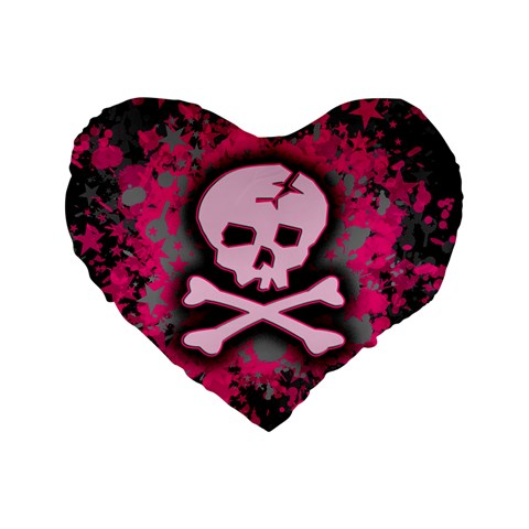 Pink Skull Star Splatter Standard 16  Premium Flano Heart Shape Cushion  from ArtsNow.com Front