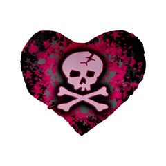 Pink Skull Star Splatter Standard 16  Premium Flano Heart Shape Cushion  from ArtsNow.com Back