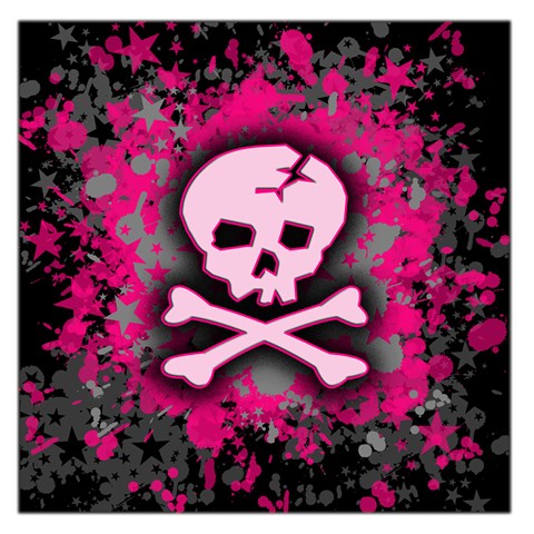 Pink Skull Star Splatter Large Satin Scarf (Square) from ArtsNow.com Front