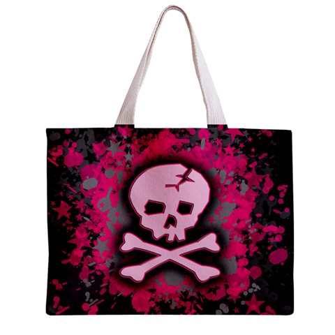 Pink Skull Star Splatter Zipper Mini Tote Bag from ArtsNow.com Front