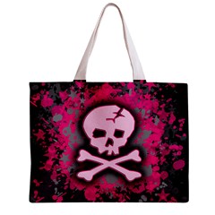 Pink Skull Star Splatter Zipper Mini Tote Bag from ArtsNow.com Front