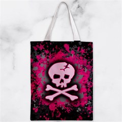 Pink Skull Star Splatter Zipper Classic Tote Bag from ArtsNow.com Front