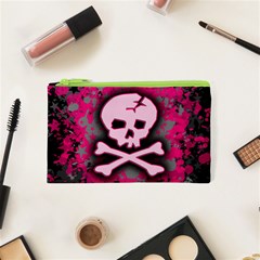 Pink Skull Star Splatter Cosmetic Bag (XS) from ArtsNow.com Front