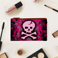 Pink Skull Star Splatter Cosmetic Bag (XS) from ArtsNow.com Front