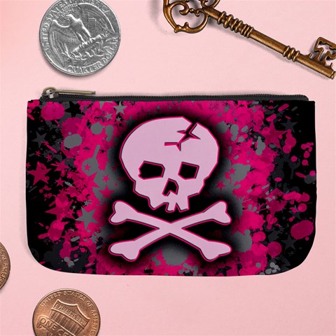 Pink Skull Star Splatter Large Coin Purse from ArtsNow.com Front