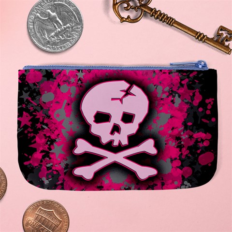 Pink Skull Star Splatter Large Coin Purse from ArtsNow.com Back