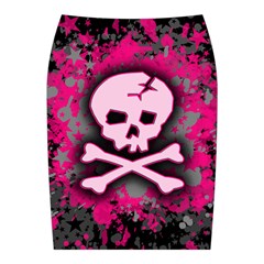 Pink Skull Star Splatter Midi Wrap Pencil Skirt from ArtsNow.com Back