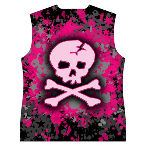 Pink Skull Star Splatter Women s Button Up Vest from ArtsNow.com Back