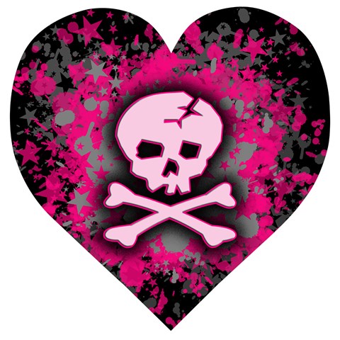 Pink Skull Star Splatter Wooden Puzzle Heart from ArtsNow.com Front