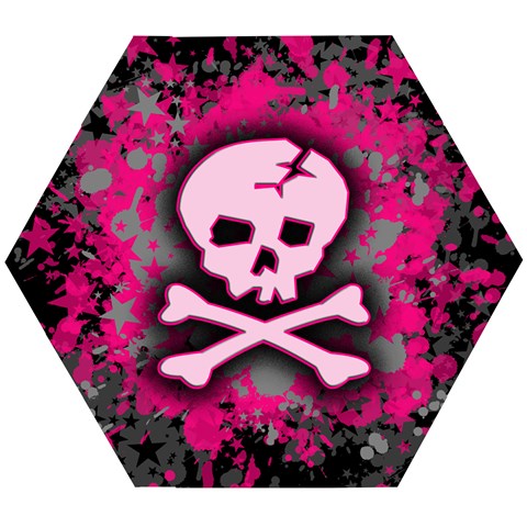 Pink Skull Star Splatter Wooden Puzzle Hexagon from ArtsNow.com Front