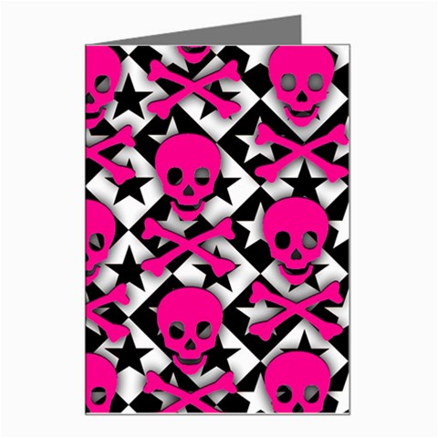 Pink Skulls & Stars Greeting Card from ArtsNow.com Left